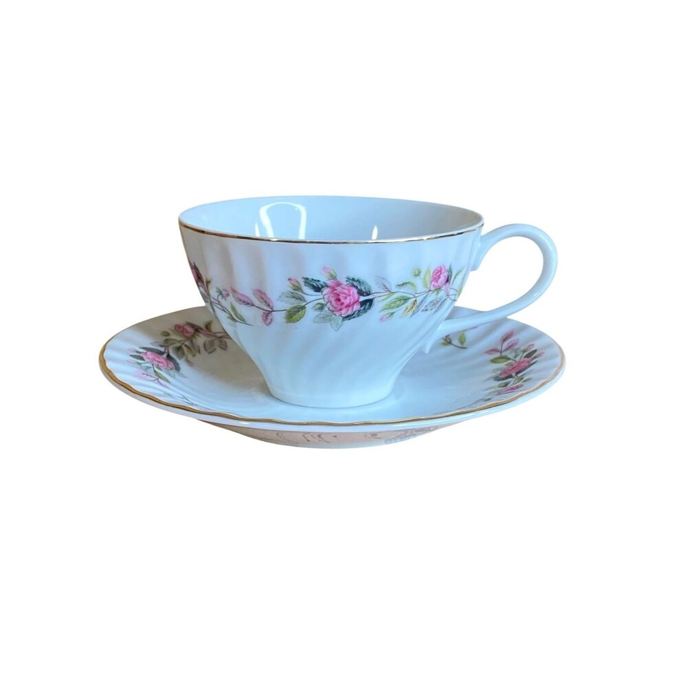 Vintage Regency Rose Teacup & Saucer Fine China Collection by Creative 2345